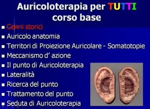 Corso di Auricoloterapia I livello sec. Nogier e MTC